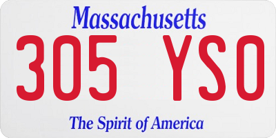 MA license plate 305YS0