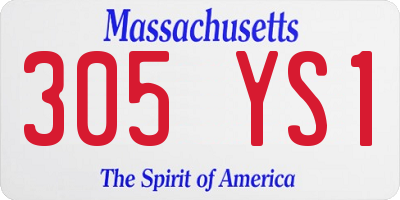 MA license plate 305YS1