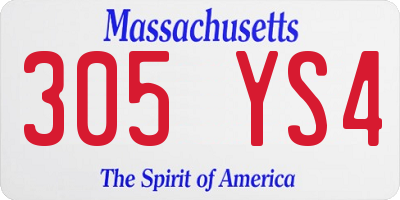 MA license plate 305YS4