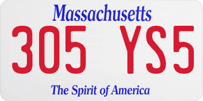 MA license plate 305YS5