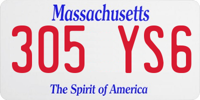 MA license plate 305YS6
