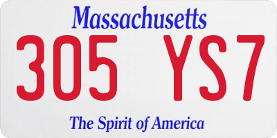 MA license plate 305YS7