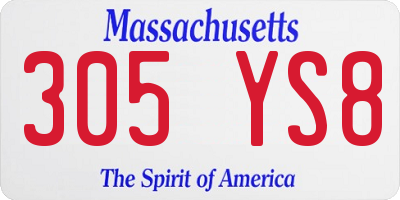 MA license plate 305YS8