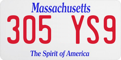 MA license plate 305YS9