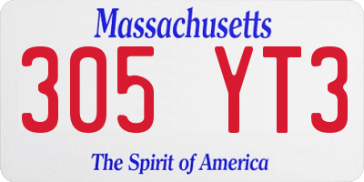 MA license plate 305YT3