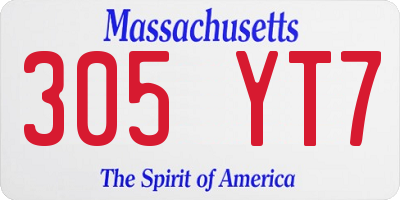 MA license plate 305YT7