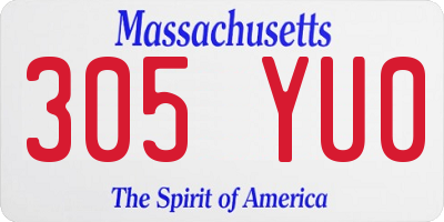 MA license plate 305YU0