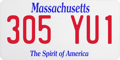 MA license plate 305YU1