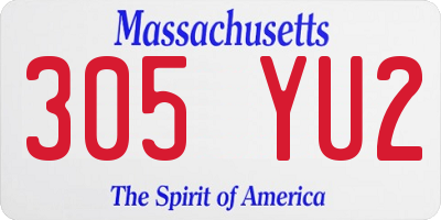 MA license plate 305YU2