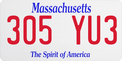 MA license plate 305YU3