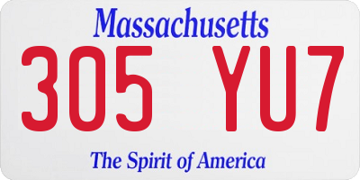 MA license plate 305YU7