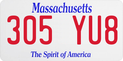 MA license plate 305YU8