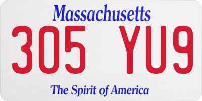 MA license plate 305YU9