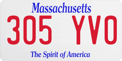 MA license plate 305YV0
