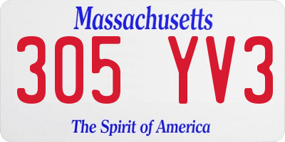 MA license plate 305YV3