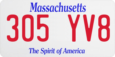 MA license plate 305YV8