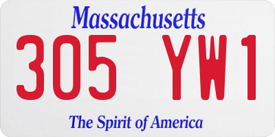 MA license plate 305YW1