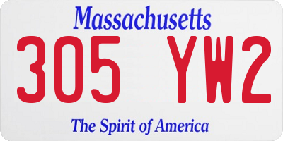 MA license plate 305YW2
