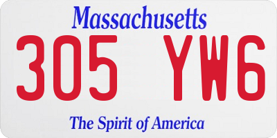 MA license plate 305YW6