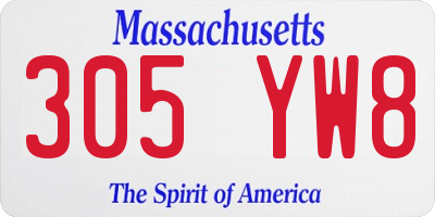 MA license plate 305YW8