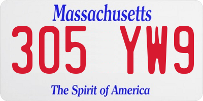 MA license plate 305YW9