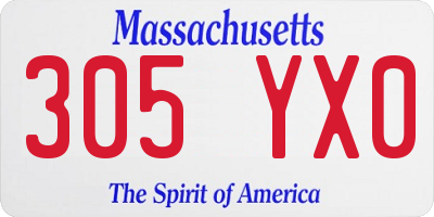 MA license plate 305YX0