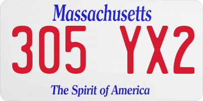 MA license plate 305YX2