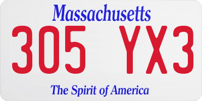 MA license plate 305YX3