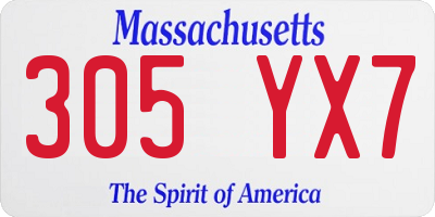 MA license plate 305YX7
