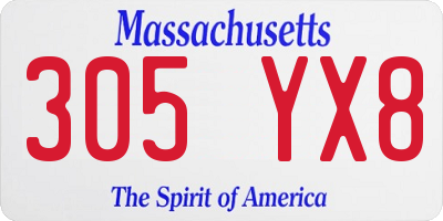 MA license plate 305YX8