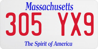 MA license plate 305YX9