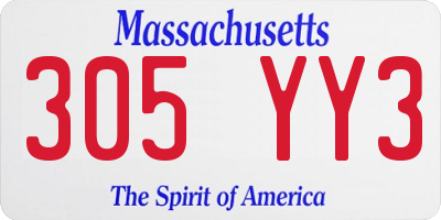 MA license plate 305YY3