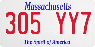 MA license plate 305YY7