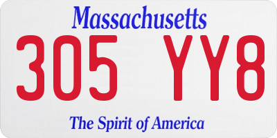 MA license plate 305YY8