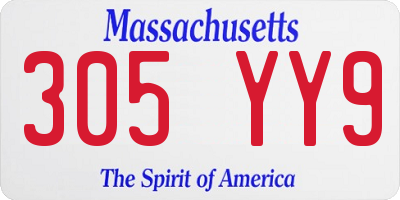 MA license plate 305YY9
