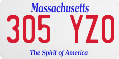 MA license plate 305YZ0