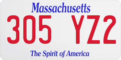 MA license plate 305YZ2