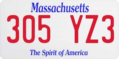 MA license plate 305YZ3
