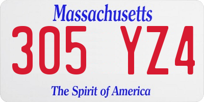 MA license plate 305YZ4