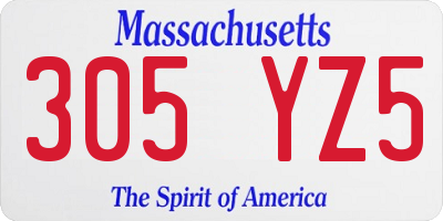 MA license plate 305YZ5