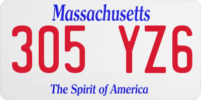 MA license plate 305YZ6