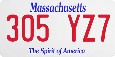 MA license plate 305YZ7