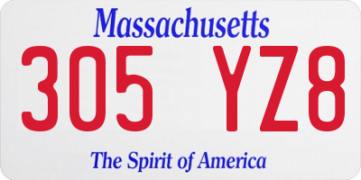 MA license plate 305YZ8