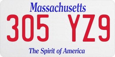 MA license plate 305YZ9