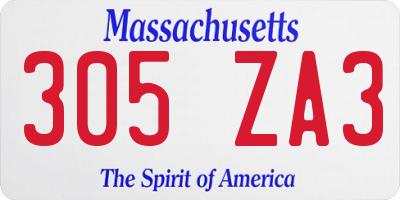 MA license plate 305ZA3