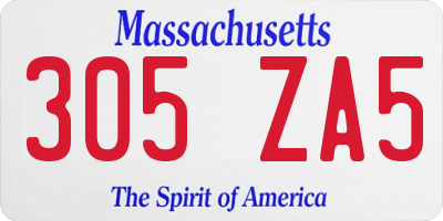 MA license plate 305ZA5