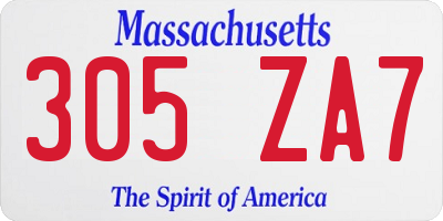 MA license plate 305ZA7
