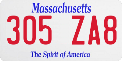MA license plate 305ZA8
