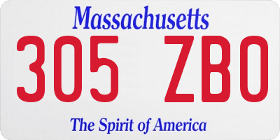 MA license plate 305ZB0