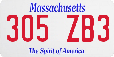 MA license plate 305ZB3